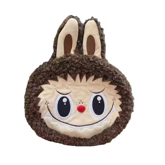 Labubu Inspired Brown Zimomo Theme Fuzzy Crossbody Handbag Purse Character - Picture 7 of 10